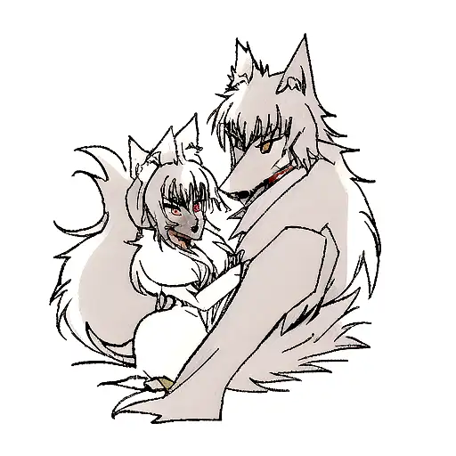 Wolf couple  tattoo design idea