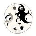 two wolves ying yang  tattoo design idea