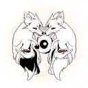 two wolves ying yang  tattoo design idea