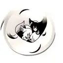 two wolves ying yang  tattoo design idea