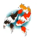 two wolves koi tattoo design idea