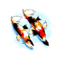 two wolves koi tattoo design idea