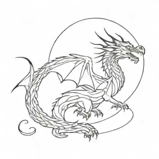 celestial dragon flying tattoo design idea