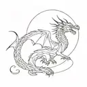 celestial dragon flying tattoo design idea