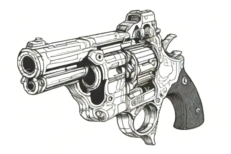 pistol pointed tattoo design idea