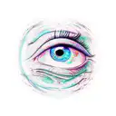 psychedelic outline of eye and eyebrow tattoo design idea