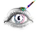 psychedelic outline of eye and eyebrow tattoo design idea