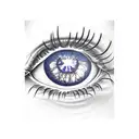 psychedelic outline of eye and eyebrow tattoo design idea