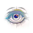 psychedelic outline of eye and eyebrow tattoo design idea