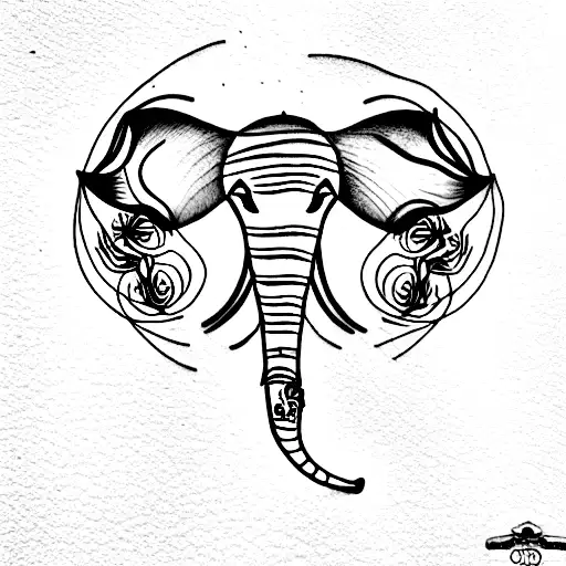 Black fine line Salvador Dali inspired arm tattoo with elephant and fleur tattoo design idea