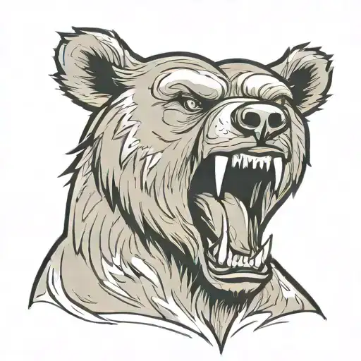 Angry Bear muzzle with open mouth wide open Looking forward tattoo design idea
