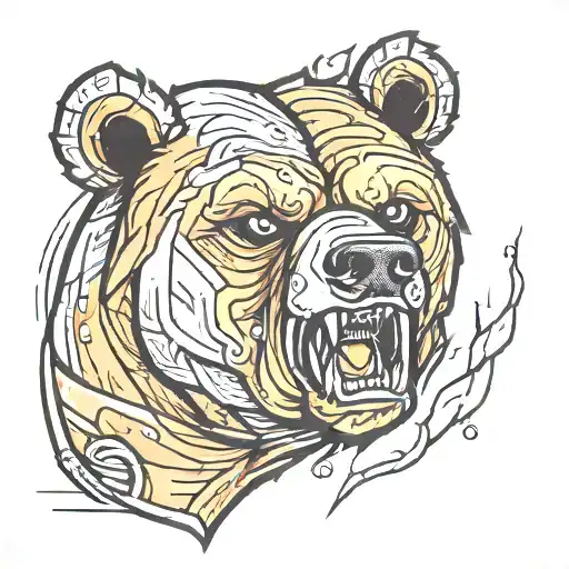 Evil face of a bear tattoo design idea