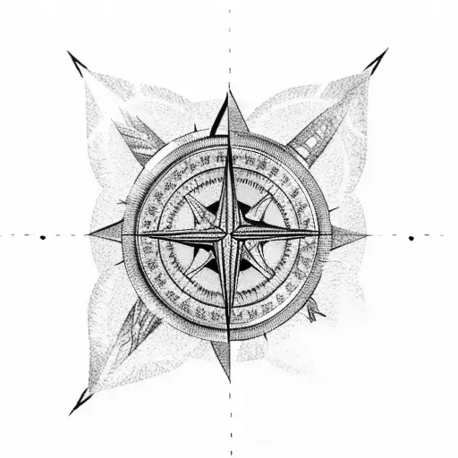 lighthouse with compass background tattoo design idea