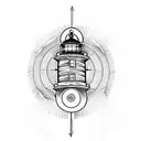 lighthouse with compass background tattoo design idea