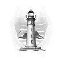 lighthouse with compass background tattoo design idea
