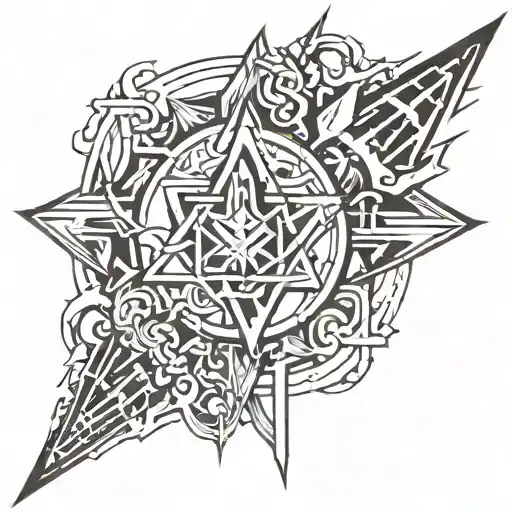 cyber sigilism tattoo sharp edges gothic inspired tattoo tattoo design idea
