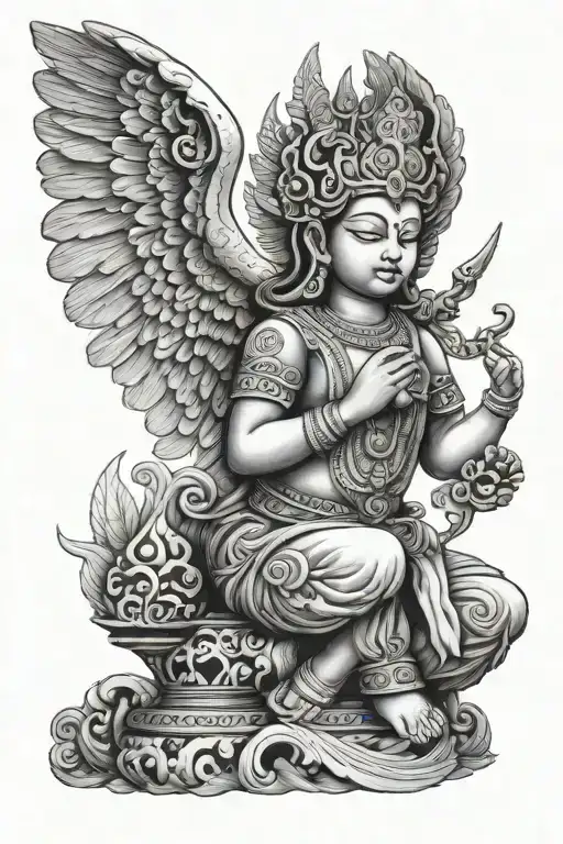cambodian temple angel tattoo design idea