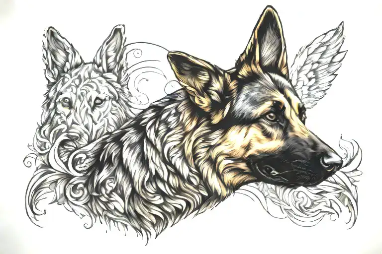 German shepherd tattoo design idea