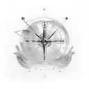 linear tatto goes around the forearm. the tattoo is made of longitude, latitude and a date tattoo design idea