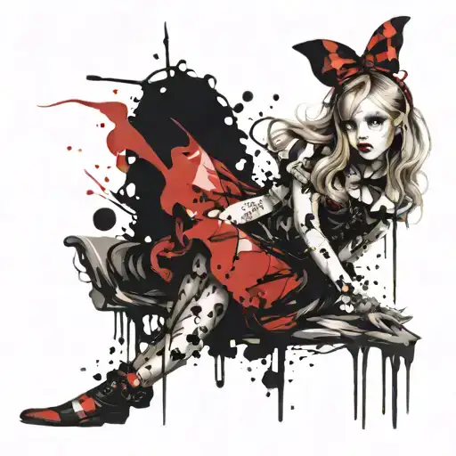 Alice in wonderland tattoo design idea