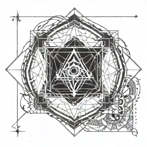 seal of solomon and cube of metatron archangel tattoo design idea