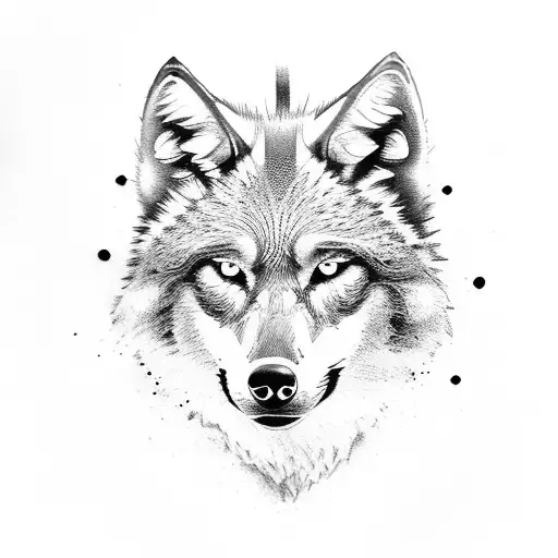 black Wolf in The florest  tattoo design idea