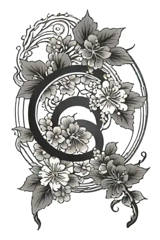 sakura with enso circle tattoo design idea