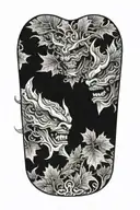 side profile view oni mask split in half maple leaves in between tattoo design idea
