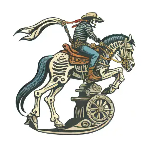 cowboy skeleton on skeleton horse tattoo design idea