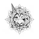 clock lion unicorn roses tattoo design idea