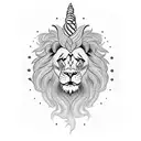 clock lion unicorn roses tattoo design idea