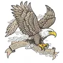 Bald Eagle with text reading "They shall mount up with wings as eagles" tattoo design idea