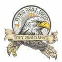Bald Eagle with text reading "They shall mount up with wings as eagles" tattoo design idea