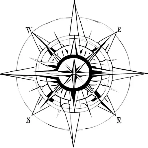 A minimalist tattoo of a compass rose with 'Alex' written in the center, representing how Alex guides and brings direction to the client's life tattoo design idea