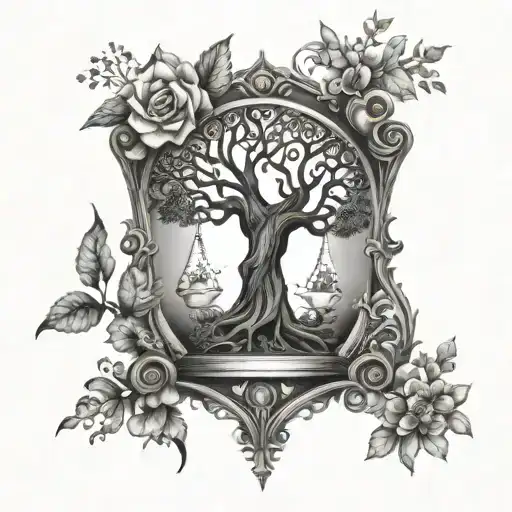 tree of life bursting out of an hourglass tattoo tattoo design idea