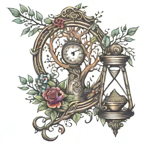 tree of life bursting out of an hourglass tattoo tattoo design idea