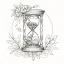 an hourglass with a tree of life bursting out  tattoo design idea