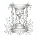 an hourglass with a tree of life bursting out  tattoo design idea
