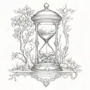 an hourglass with a tree of life bursting out  tattoo design idea