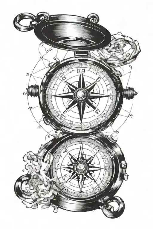 navigation compass pierced by tattoo design idea