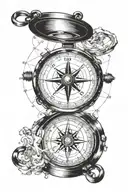 navigation compass pierced by tattoo design idea
