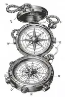 navigation compass pierced by tattoo design idea