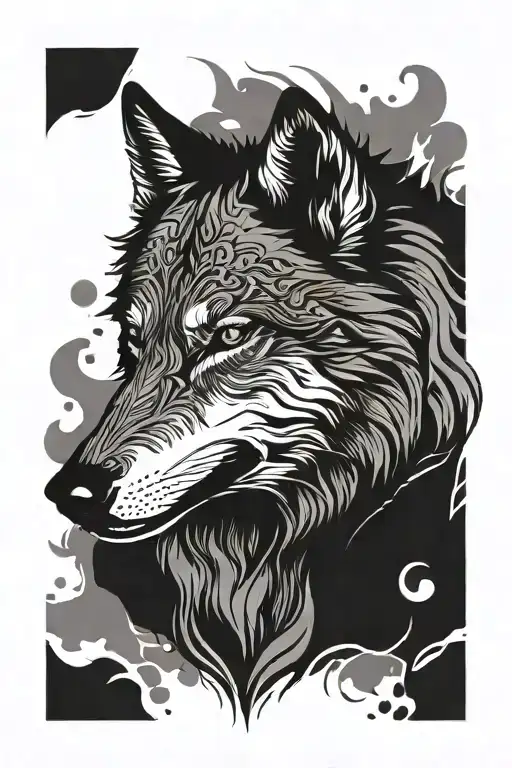 evil gray wolf   tattoo design idea