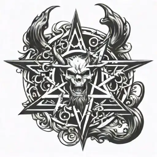 devil and pentagram tattoo design idea