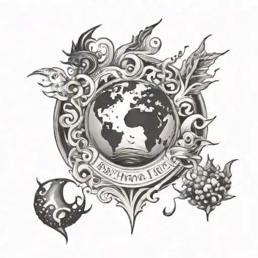 Fire water earth air tattoo design idea