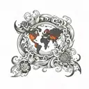 Fire water earth air tattoo design idea