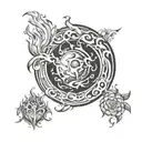 Fire water earth air tattoo design idea