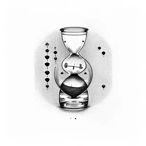 hourglass with the phrase "Time waits for no one" tattoo design idea