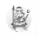 hourglass with the phrase "Time waits for no one" tattoo design idea