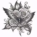 phoenix, rose, butterfly, constant change tattoo design idea